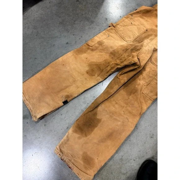 Vintage Carhartt Double Knee Insulated 38x32 Duck Canvas Overalls Distressed - Picture 7 of 13